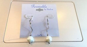 Periwinkle by Barlow White Faux Pearl & Silver Tone Wavy Dangle Hook Earrings in Louisville, Kentucky
