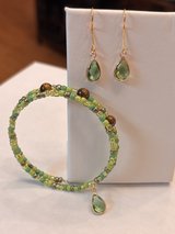 new set matching charm w earrings tigers eye green in Naperville, Illinois