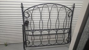 Green Metal Headboard with Decorative Scroll Design in Kingwood, Texas
