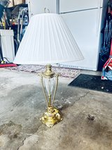 Lamp gold w/cream shade in Naperville, Illinois
