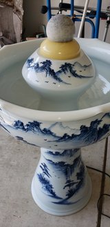 Blue and White Porcelain Water Fountain in Okinawa, Japan