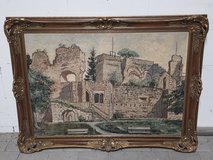 Large Original Oil Painting "Castle Nanstein" (Landstuhl) – Stunning Ornate Gold Frame in Ramstein, Germany