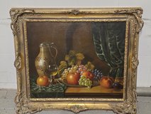 Classic European Still Life Oil Painting – Stunning Ornate Gold Frame – H. Weimer in Ramstein, Germany
