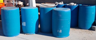 55 Gallon Heavy Plastic Barrels.  5 Available. in Alamogordo, New Mexico