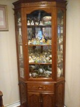 Made in Okinawa, Rosewood Cherry Blossom Lighted Corner Curio Cabinet in Cherry Point, North Carolina