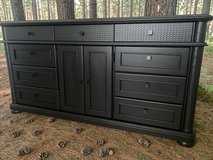 Huge Stanley Bedroom Dresser Chest Solid Wood Black Satin 72x18x37 New in Kingwood, Texas