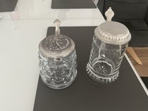 Glass Beer mug with pewter lid in Ramstein, Germany