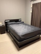 Full size bed mattress and storage frame w/night stand in Okinawa, Japan
