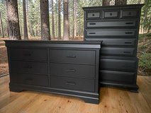 Large Dresser & Chest 2pc Bedroom Set Solid Wood Black Satin New in Houston, Texas