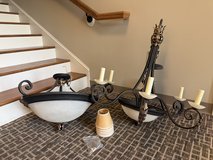 Ornate Dark Bronze Gold Chandelier & Flush Mount Light Set in Warner Robins, Georgia