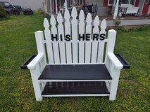 His Her bench in Fort Leonard Wood, Missouri