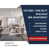 Spacious 3BR Apartment (150 sqm / 1646 sq ft) – Modern Area near Panzer, Kelley & Patch in Stuttgart, GE