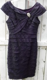 Women's Size 10 Formal Dress w/ Rhinestone brooch - shimmery plum purple by London Times in Naperville, Illinois