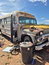broken down hippy bus in Alamogordo, New Mexico