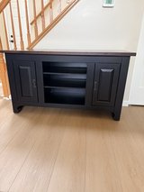 Media Console (54") - Black with Wooden Top in Aurora, Illinois