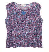 Jones Studio Sleeveless GEO Blouse Plus 2X Stretch Red White Blue in Oswego, Illinois