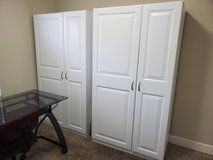 2 Large White Standing Multi Purpose Cabinets With Adjustable Shelving in Alamogordo, New Mexico
