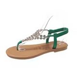 Summer New Flat Transparent Rhinestone Pointed-Toe Sandals – Women's Casual Light Beach Shoes in Los Angeles, California