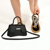 New Summer Set: Rhinestone Clip Toe Flat Sandals + Chain Shoulder Bag – Brown, White, Black in Los Angeles, California