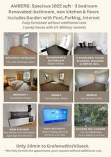 Amberg central & vacant: Renovated 3 rooms 1022sqft, furnished, own parking lot, storage unit an... in Grafenwoehr, GE