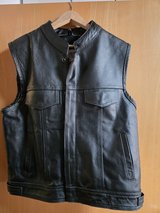 Biker vest thick real leather (never patched) in Ramstein, Germany