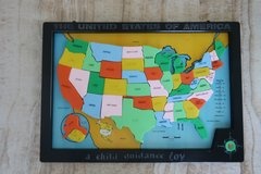 Vintage 1961 Magnetic United States Map, Made in USA - A Child Guidance Toy Complete With Box in Naperville, Illinois