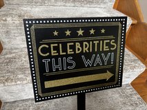 New “Celebrities This Way” Black & Gold Wood Yard Sign in Naperville, Illinois