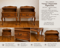 Pair of REAL GERMAN Chippendale Bedside Tables – Vintage Solid Wood in Ramstein, Germany