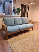 Modern Oak Sofa – Blue – Excellent Quality in Okinawa, Japan