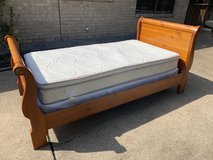 Twin mattress boxspring headboard footboard rails slats great condition in Houston, Texas