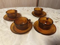 Vintage Glass Cup & Saucer Set – Set of 4 in Okinawa, Japan