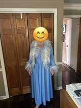 Vintage 70’s Blue Dress & Jacket with Feathers in Batavia, Illinois