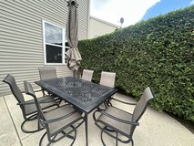 7 piece patio set with 9 foot umbrella in Aurora, Illinois