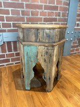 Rustic Carved Wood Side Table / Decorative Stool in Ramstein, Germany