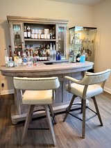 Modern Gray Deluxe Bar Set, 2 Stools, Luxury Display Case, and Contents in Camp Lejeune, North Carolina