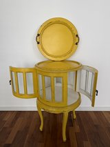 Vintage Distressed Yellow Accent Cabinet / Tea Table in Ramstein, Germany