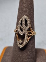 Vintage 14K Yellow Gold Diamond "P" Initial Ring 0.61 TCW Estate Size 7.5 in Alamogordo, New Mexico