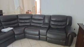 Dark Brown Leather Couch in Ramstein, Germany