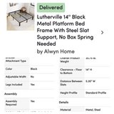 FULL SIZE Lutherville 14" Black Metal Platform Bed Frame / Steel Slat Support,No Box Spring Needed in Lawton, Oklahoma