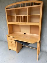 Desk & Hutch Lighted Real wood great condition in Houston, Texas