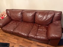 Leather burgundy couch in Ramstein, Germany