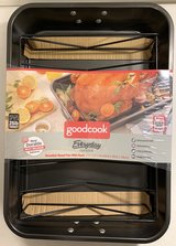 New! Good Cook Non-Stick 17.5" x 12" Roasting Pan w/ V-Rack & handles in Orland Park, Illinois
