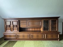 Antique solid wood chest of drawers with bar cabinet, lighting, rustic oak in Wiesbaden, GE