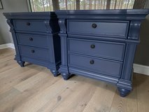 Large Bedroom Nightstands 3 Drawers Solid Wood Navy Satin 30x17x30 New in Houston, Texas