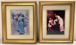 Vintage Set of 2 10x12" Wall Art - Gilded Age Dance & Victorian Good Night in Naperville, Illinois