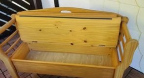 pine bench in Ramstein, Germany