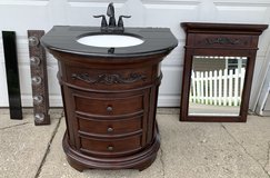 Bathroom Bundle - 30" Vanity w/ Stone Top & Sink - Wall Mirror & 5 bulb Light Fixture in Naperville, Illinois