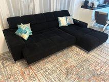 Black Corduroy Sectional Sofa & Large Carpet Set – €300 in Stuttgart, GE