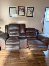 Leather Dual Power Reclining Couch in Ramstein, Germany