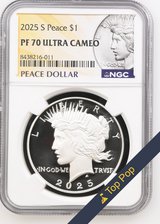 2025-S Peace Silver Dollar NGC PF70 Ultra Cameo TOP POP 8438216-012 in Alamogordo, New Mexico
